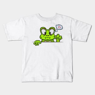 Frog Cartoon With Angry Face Expression Kids T-Shirt